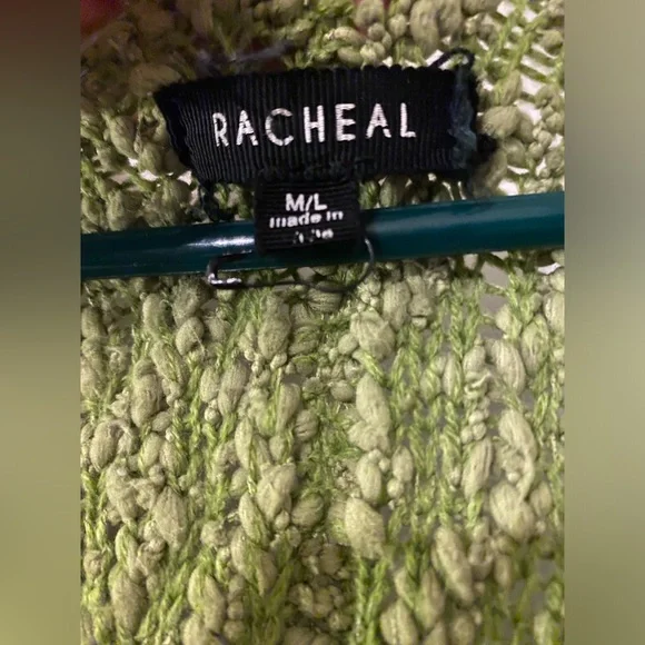 M/L Green Sweater Pockets Cute Vintage Look Boutique Purchase Measurements N Pic - Picture 6 of 17